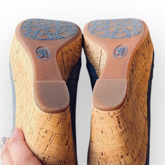 Sofft Olwen Women's Iris Blue Suede Open Toe Cork Platform Wedge Sandal Size 11M - Picture 11 of 15